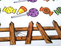 All My Memories Halloween Clear Border Stickers Candy Corn Crooked Fence 6pc NOS