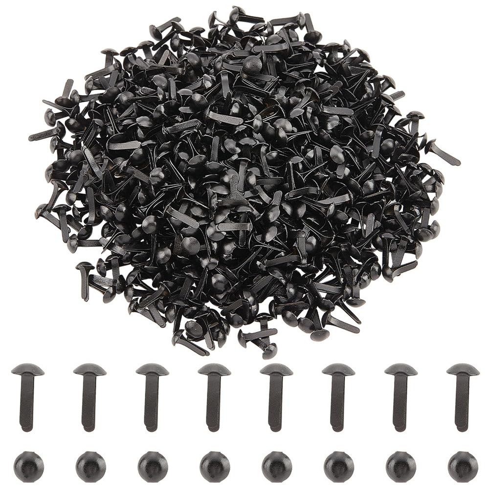 1000Pcs Mini Brads Fasteners Black Metal Paper Fasteners Iron Scrapbooking Brads
