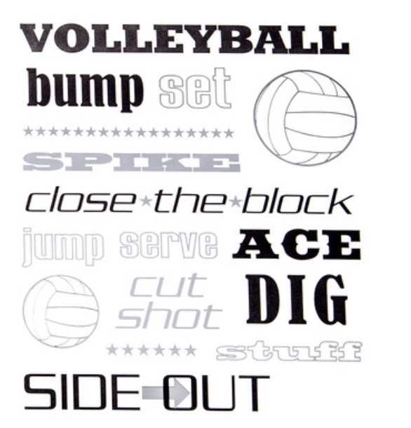 Volleyball Sports Silver Foiled Phrase Scrapbook Craft Scrapbooking Stickers