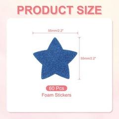 60Pcs 2.2″x2.2″ Star Foam Stickers EVA Self Adhesive Foam Shape Sticker Blue