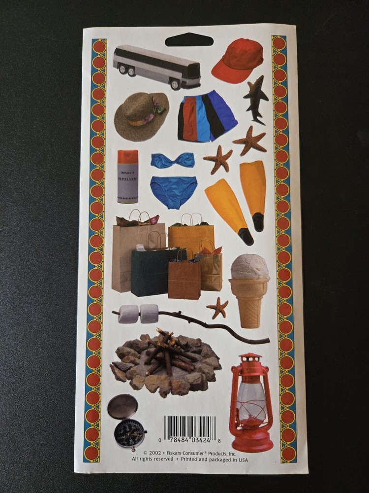 Fishers Vacation and Travel Scrapbook Sticker Beach, Camping, Summer, Shopping