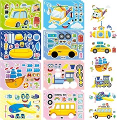 24 Sheets Vehicle Stickers for Kids, Make a Face Sticker, Make Your Own Car, …