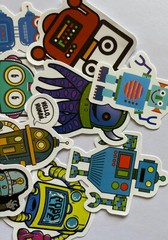 ROBOT ASSORTMENT Stickers (6pc)Buzz•Metal•Beep•Strong •Machine•Computer•￼Chat• ￼