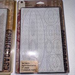 Tim Holtz Grunge Board Variety Pack Alphabet Harlequin Stripes Lot Of 4