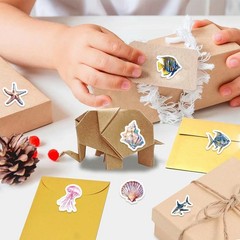 500 Pcs/Roll Cartoon Marine Life & Seashell Stickers PVC Waterproof Decals for J