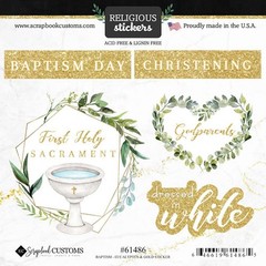 Scrapbook Customs 61486 Baptism Eucalyptus and Gold 6 x 6 inches,