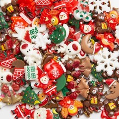 Luyoaozy 100Pcs Christmas Resin Charms for Craft 4 x 6 x 0.6 inches, colorful