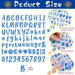 648 Pieces 1 Inch Glitter Letter Stickers Self Adhesive for Crafts & Decor