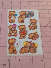 Vintage Stickers Teddy Bears 1 Sheet READ