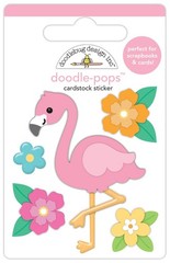 Doodlebug Doodle-Pop 3D Stickers Flora Flamingo Tropical Flowers Pink