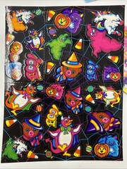 Vintage Lisa Frank Halloween Unicorn Skeletons Pumpkins Kittens Stickers Lot