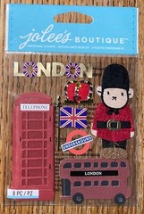 Jolees London Europe Vacation Bus Map Flag Telephone Soldier Scrapbook Stickers