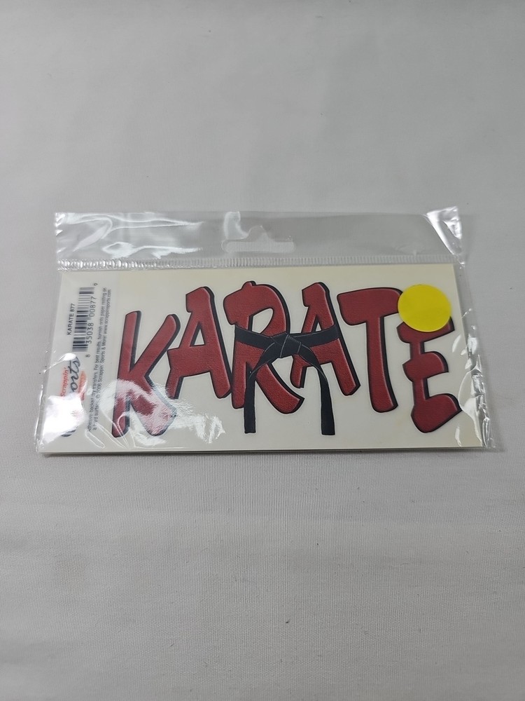Scrappin’ Sports & More rub-ons ~KARATE Red Title Adhesive Dry Transfer 5″