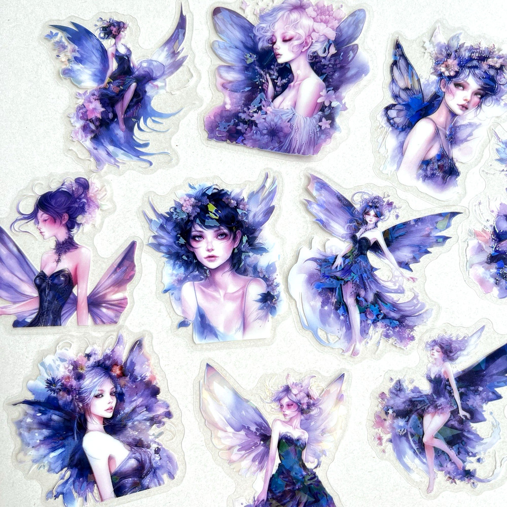 Holographic Purple Fairy Stickers Junk Journal Collage Scrapbooking
