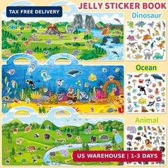 6 Sets Reusable Sticker Book for Toddlers 3-6, Jelly Sticker Books for Toddler,
