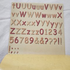 Lot 7 Sheets NON-ADHESIVE Alphabet Letters Numbers Pink Blue Pastel More Vintage