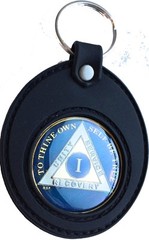 RecoveryChip Universal AA Medallion or Coin Holder Keychain Black Soft Silicone
