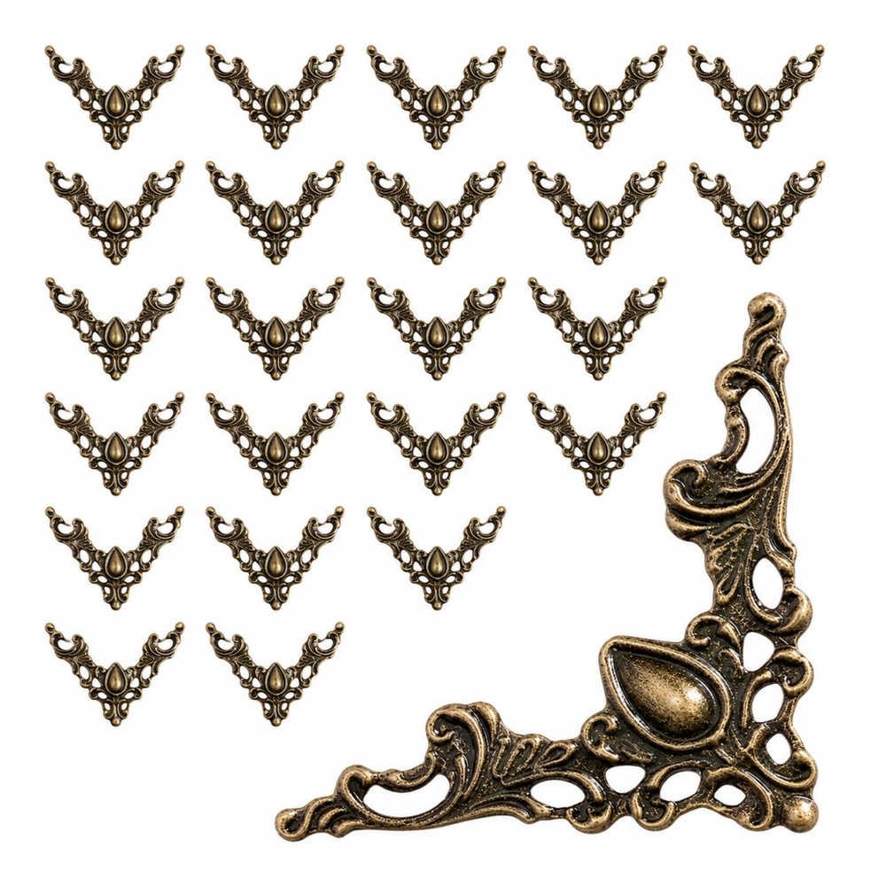 24Pcs Vintage Metal Corner Protectors, 1.7 Inch Antique Bronze Decorative Cor…