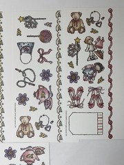 Stamping Up Sticker Girls 6 Sheets Vintage 2004 Borders Bears Teapots Flowers