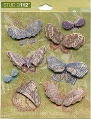 Lot of 5 Butterfly scrapbook stickers, K&Company, Sticko, Studio 112