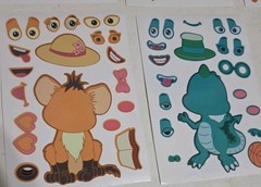 Make A Face Stickers, 10 Sticker Sheets 4″x6″ Different Animals Panda Shark Lion