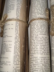 Lot of 7 Decorative Tied Rolled Paper Scrolls Made of Vintage Book Signatures