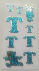 Set of 2 sheets of vintage introduct glitter stickers «T» discontinued Germany
