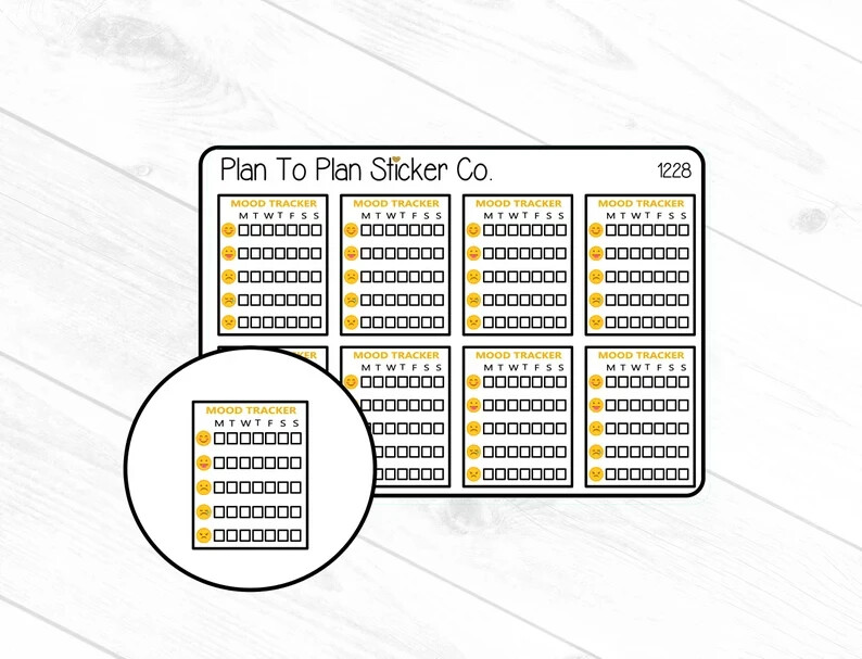 1228~~Daily Emoticon Mood Tracker Tracker Planner Stickers.