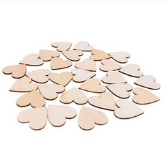 100pcs Different Sizes Rustic Wooden Pattern Love Hearts Shaped Wood Slices D…