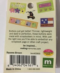 BROWN SQUARES ULTRA-THIN BUTTONS(24pc)Making Memories•Asst. Sizes 3/8″-7/8″