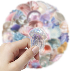 50PCS Sea Shell Stickers Aesthetic PET Transparent Conch Stickers Clamshell Pear