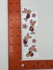 Vintage Disney Puffy Fuzzy Sticker – Piglet From Winnie the Pooh – 1 Strip – NOP