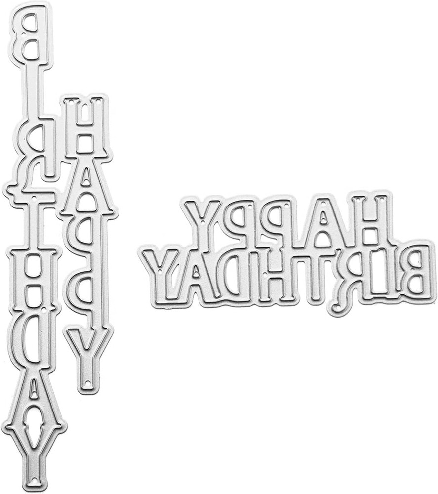 Silver Happy Birthday Metal Cutting Dies DIY Craft Carbon Steel Embossing Templa