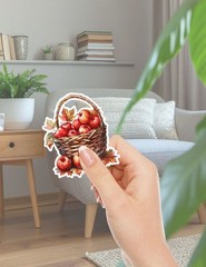 Fall Apple Basket Die Cut Vinyl Stickers Set Scrapbooking Laptop Waterbottle