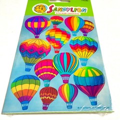 Sandylion Prismatic Hot Air Balloons Stickers Rainbow Foil 1 Sheet Sealed Vtg