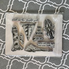 NWT Scrapbooking Stampers Lighthouse Bright Side 9 Lobster Sailboat Summer