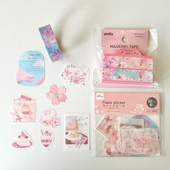 MUJI Notebook Sakura Washi Tape Sticker 3pc Set Choose 1 of 10 Designs Journal
