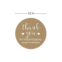 1.5 inch Round Kraft Thank You for Supporting My Small Business Stickers / 500