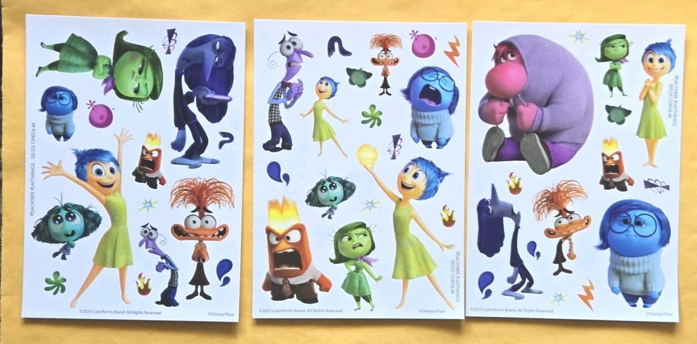 Disney Pixar INSIDE OUT 2 Sticker Sheet Lot Of 3