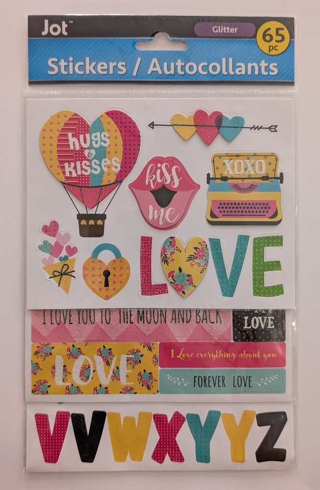 Love Hugs & Kisses Valentine’s Day Scrapbooking Stickers Flip Pack By Jot