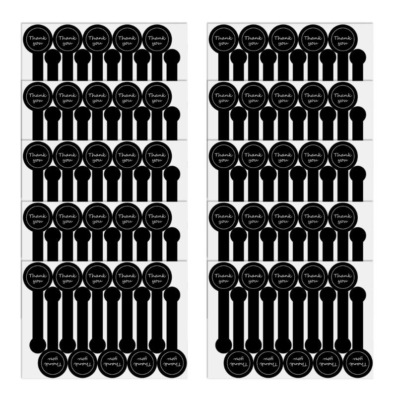 10 Sheets Reusable Thank You Decorative Sticker 100pcs Tear Resistant Adhesive