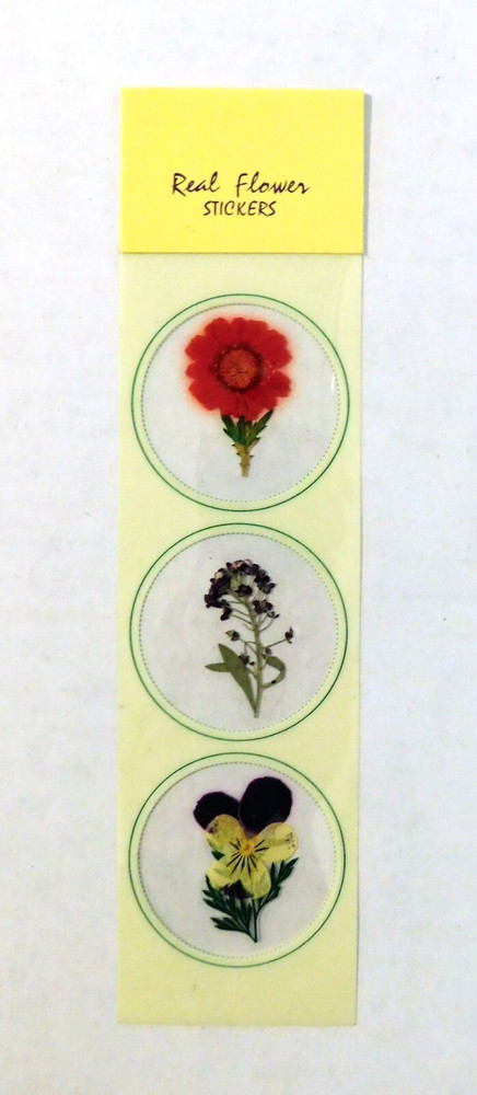 Real Flowers Scrapbook Stickers Floral Yellow Purple Red Green #13