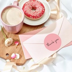 500 Pcs Thank You Stickers, 1.5 inch Pink Thank You Stickers for Small