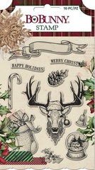 New BO BUNNY Rubber Stamp clear cling set CHRISTMAS TREASURES free USA ship