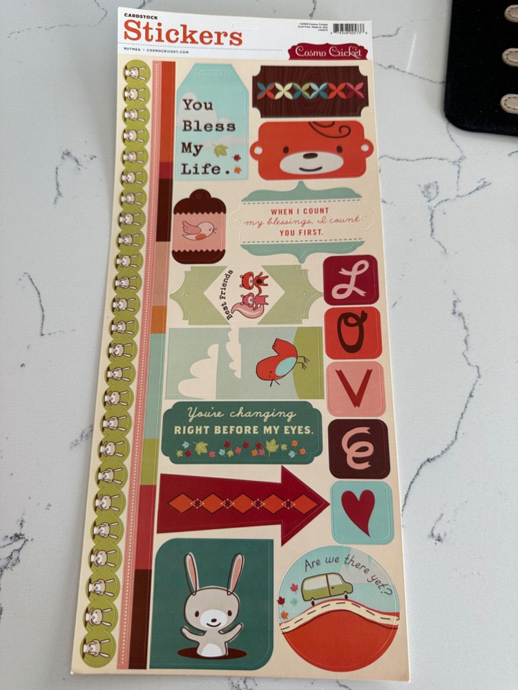 Cosmo Cricket Card Stock Stickers «Nutmeg» Best Friends Love Birds Scrapbooking