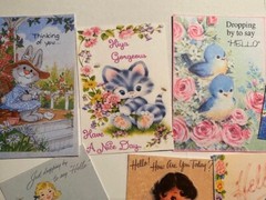 Vintage Style Hello/Thinking Of You 44 pc CARDS/DIE CUTS/Gift Tags~Journals~Tags