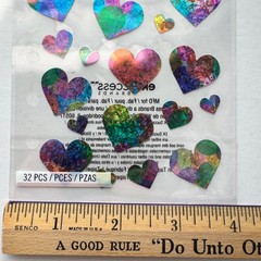 Sticko Stickers Vellum PASTEL HEARTS Holographic Scrapbook EK Success SPMT03