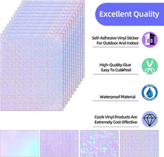 36 Sheets Holographic Laminate Sheets Clear Self Adhesive Sticker Paper | Transp