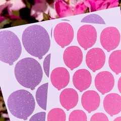 Glitter Balloon Stickers! – 0.5 to 4 inch – Choose a Size & Color