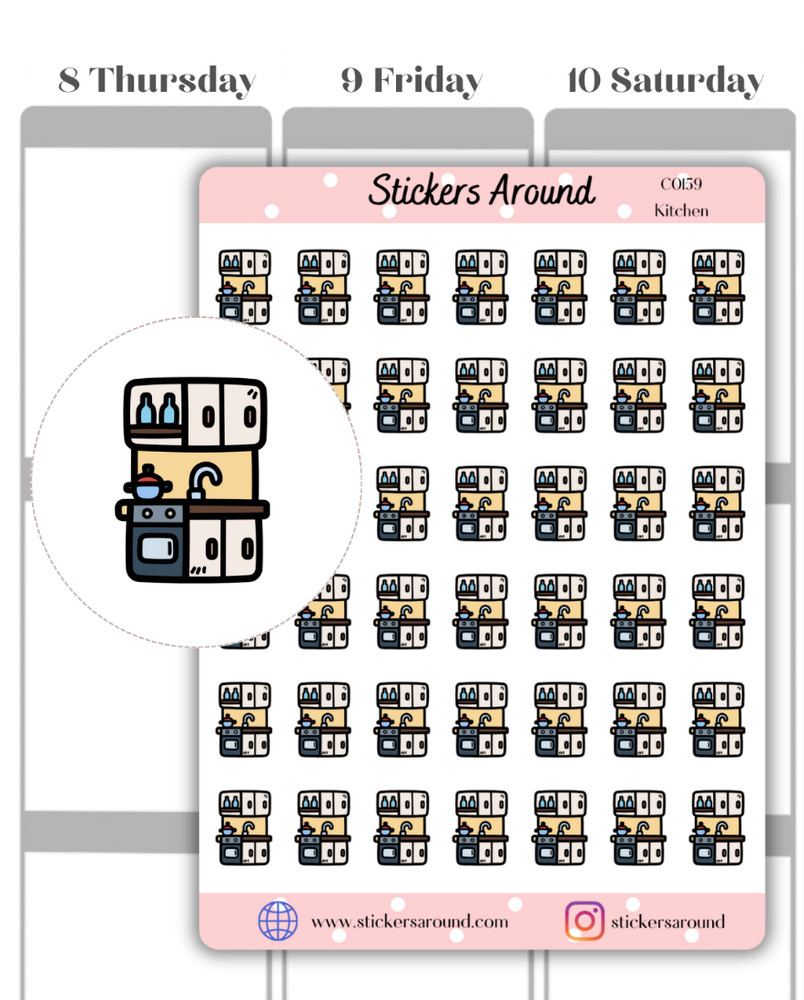 Kitchen Icon Planner Sticker #1, Cleaning Chores, Calendar & Journal Sticker